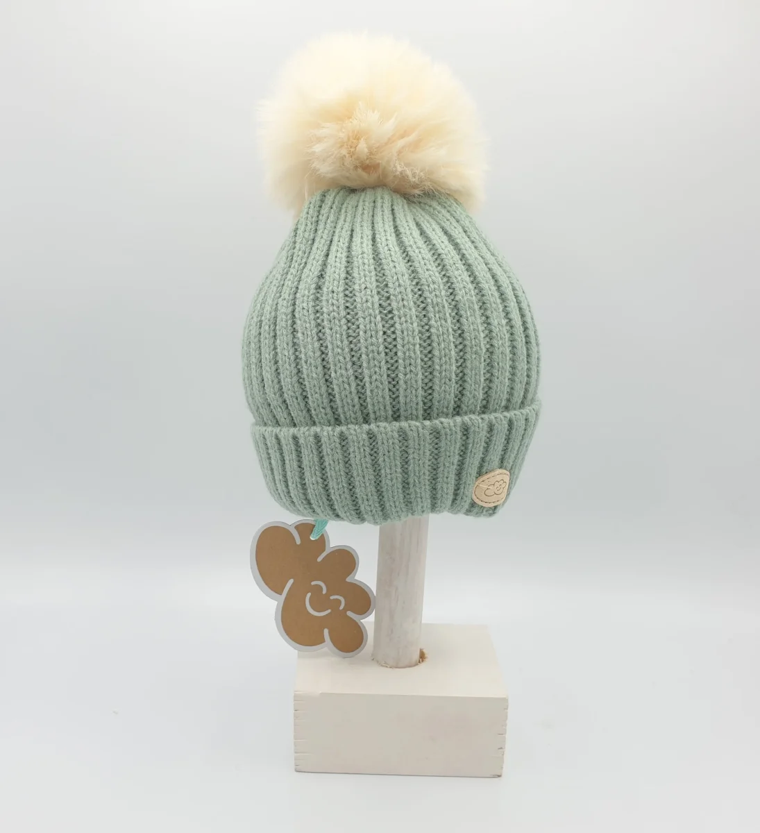 Gorro liso con pompón de pelo natural- Monnuage - Imagen 6