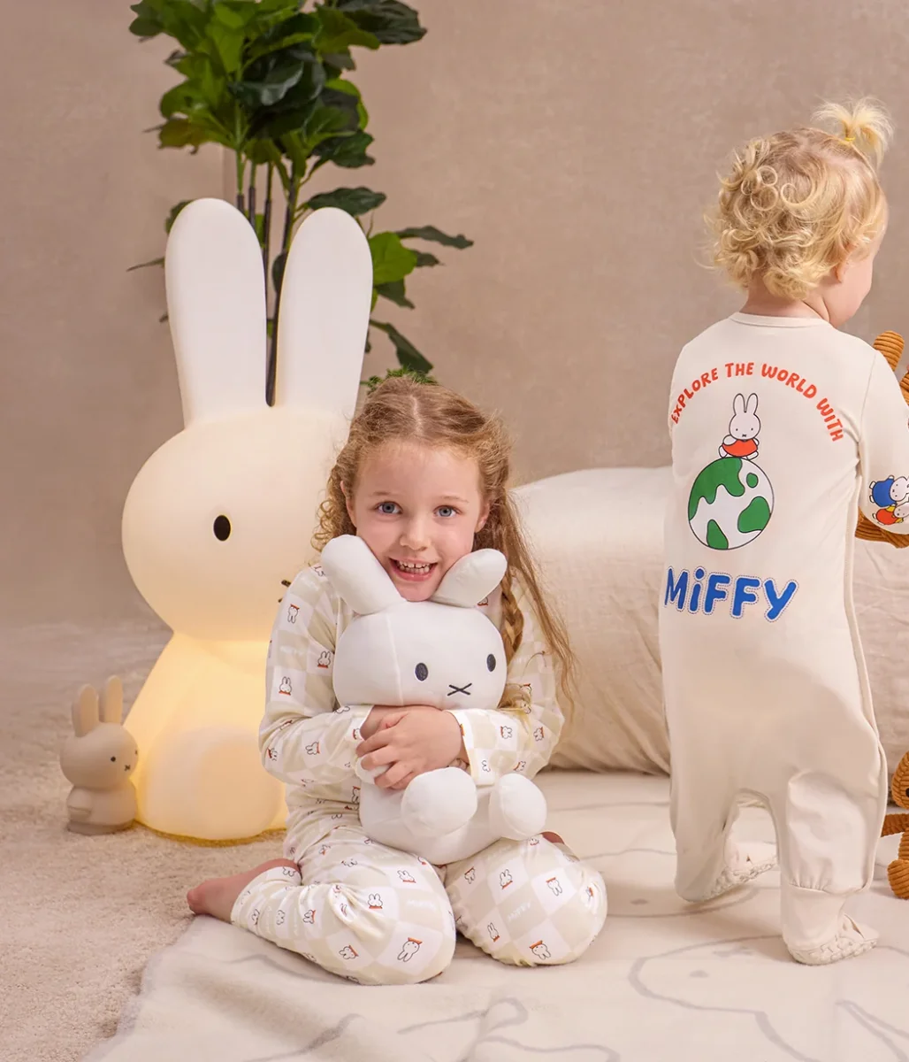 Pijama infantil manga larga de viscosa de bambú Abedul Miffy a cuadros - Imagen 6