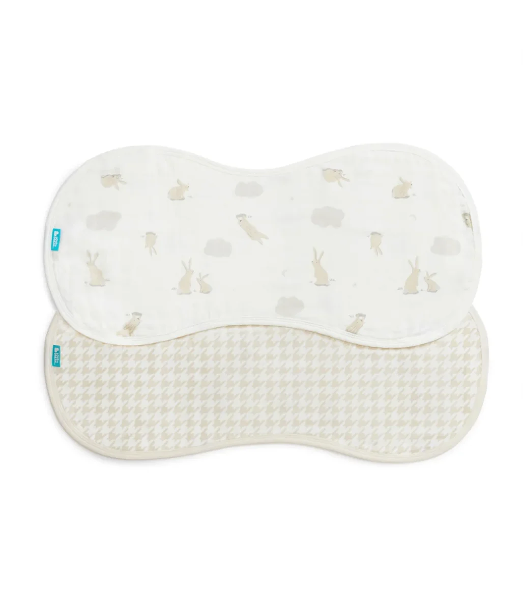 Paños De Eructo Pack De 2 Muselina Blanco Nube Conejito - Imagen 2