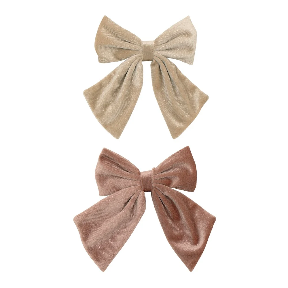 Lazos Terciopelo Rosa y Beige AGNES - MIMI & LULA
