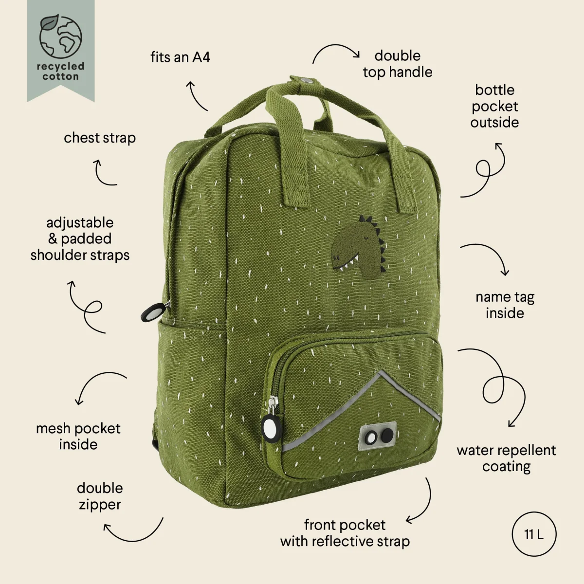 Mochila de animales Grande Dino - TRIXIE - Imagen 3