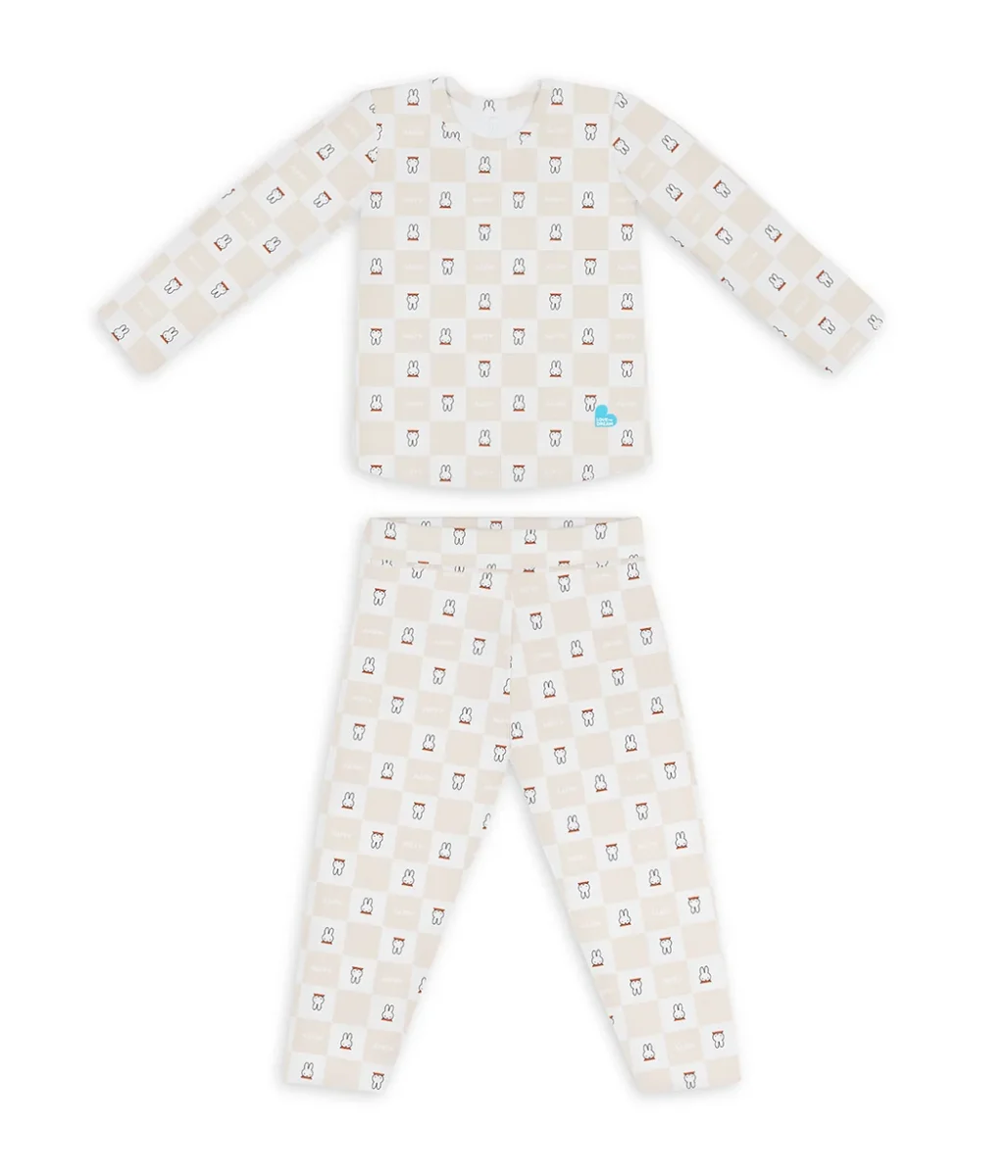 Pijama infantil manga larga de viscosa de bambú Abedul Miffy a cuadros - Imagen 3