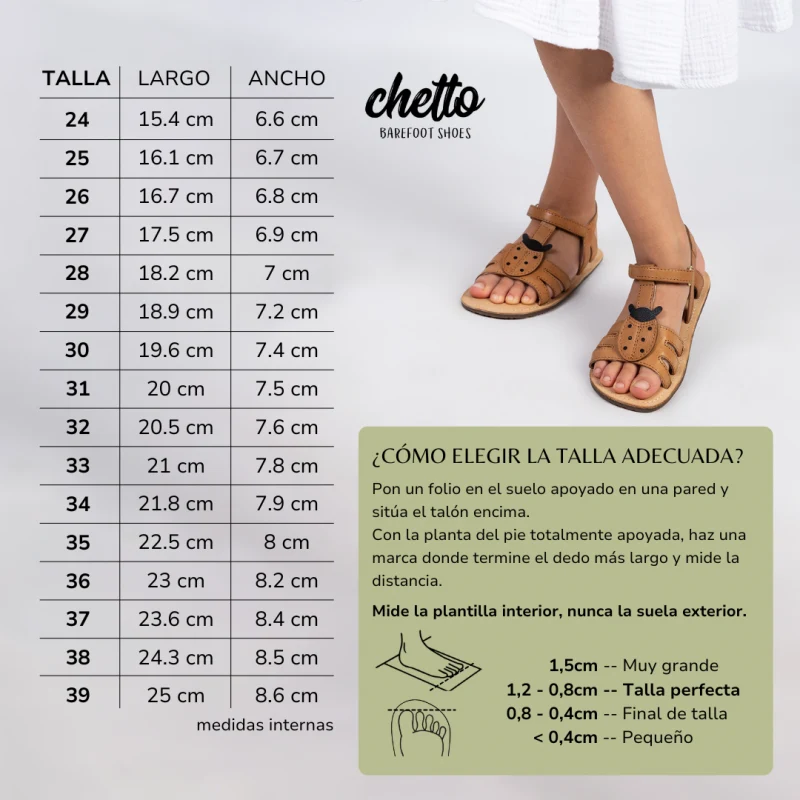 Sandalia Piel Barefoot con velcro Oro Rosado- CHETTO - Imagen 6