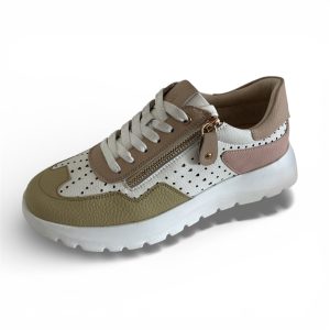 Deportivo casual de piel en color cuero para mujer modelo Trino – Fabricado en España