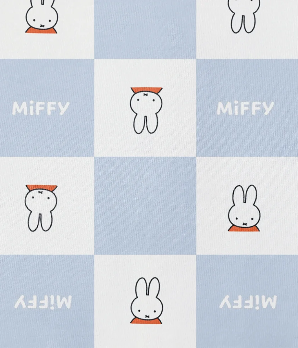 Pijama infantil manga larga de viscosa de bambú Azul Miffy a cuadros - Imagen 4