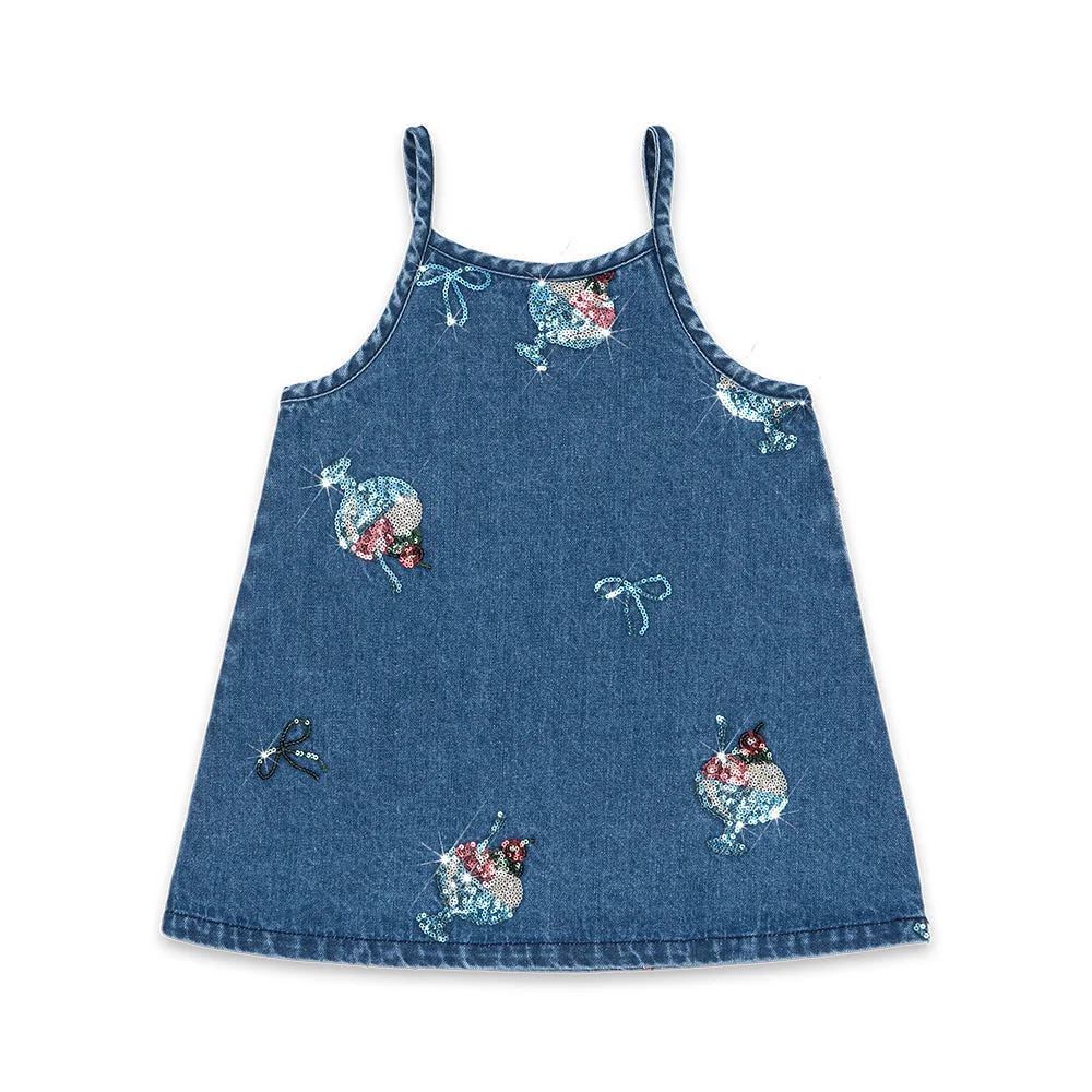 Vestido tejano con lentejuelas de Helados -KONGES SLØJD - Imagen 2