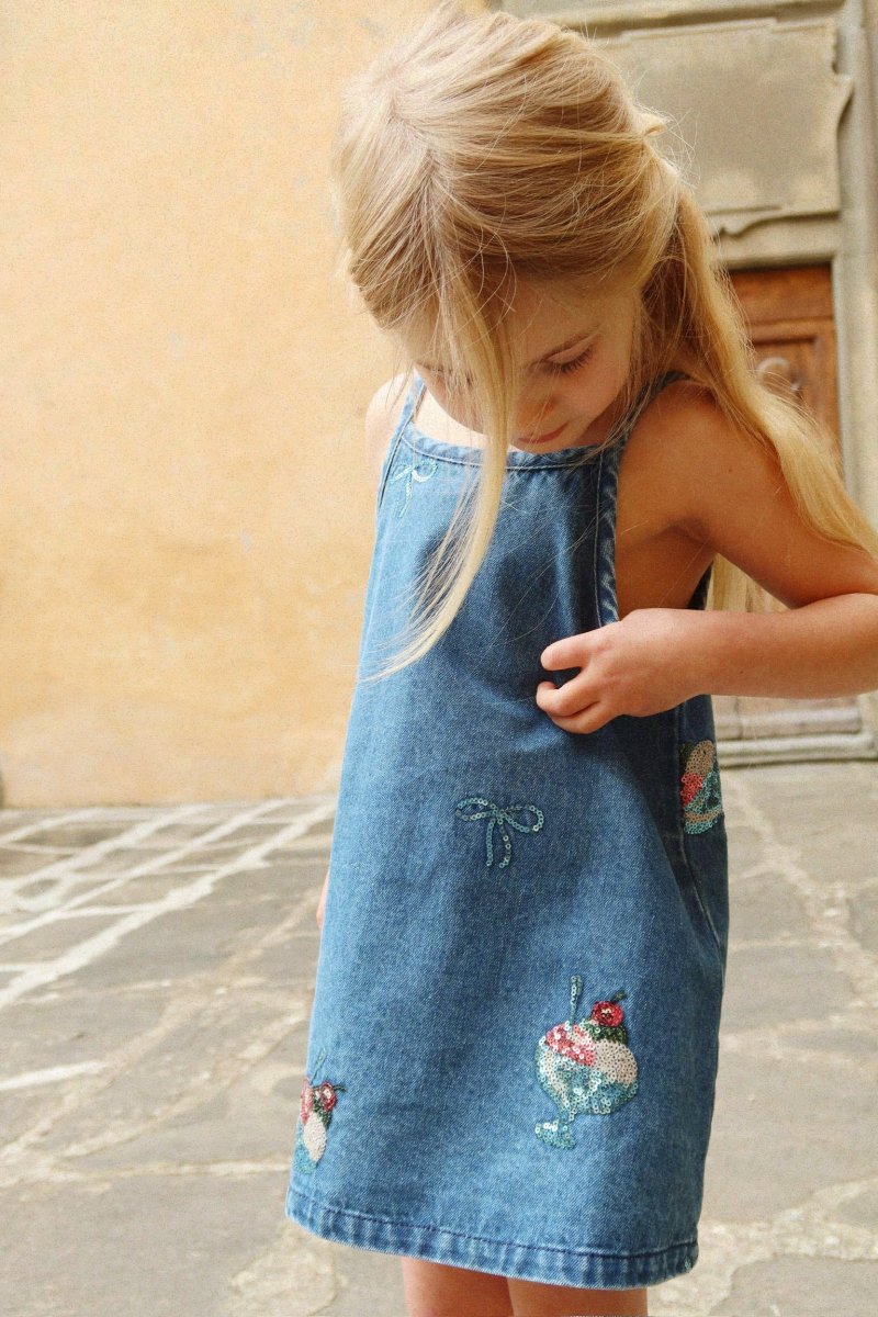 Vestido tejano con lentejuelas de Helados -KONGES SLØJD - Imagen 3