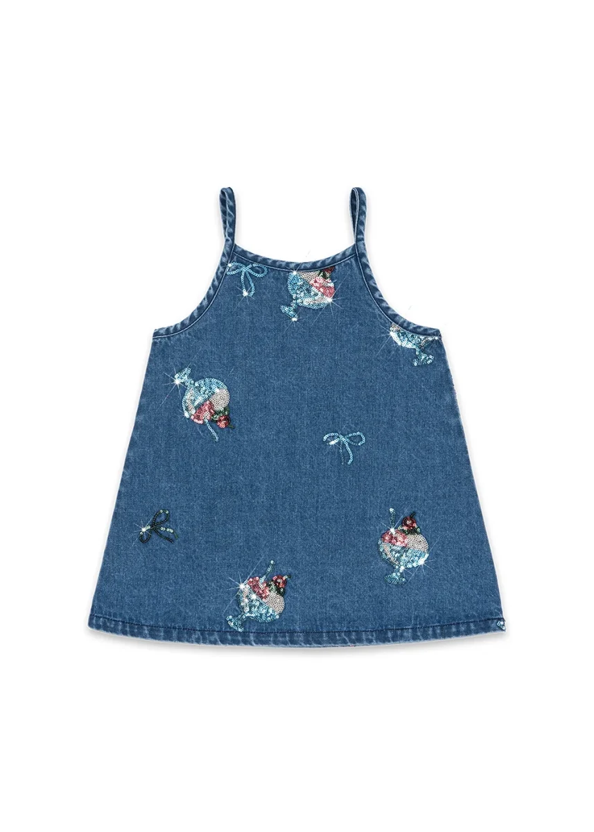 Vestido tejano con lentejuelas de Helados -KONGES SLØJD - Imagen 4