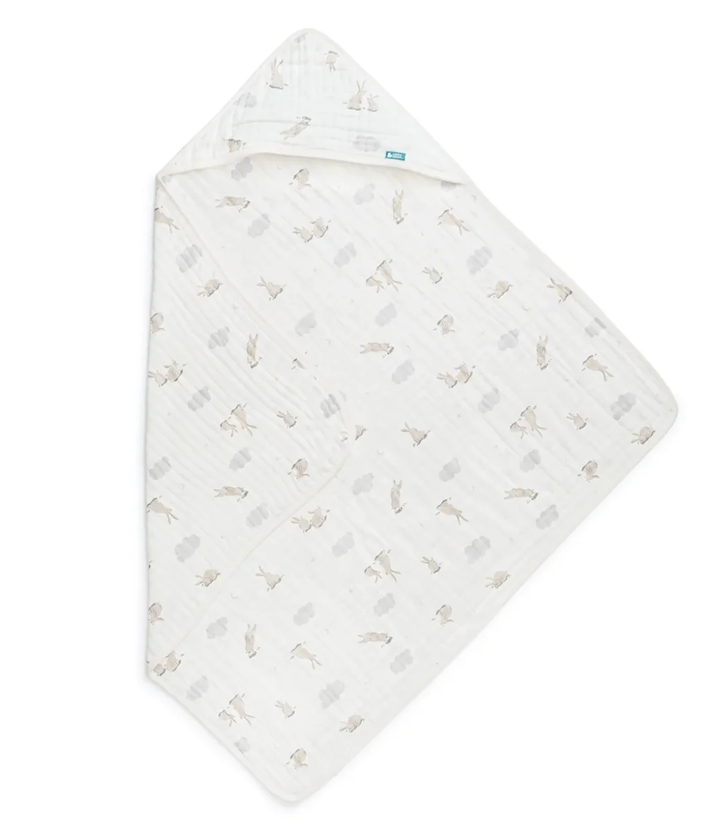 Toalla Con Capucha De Muselina Blanco Nube Conejito - Imagen 3