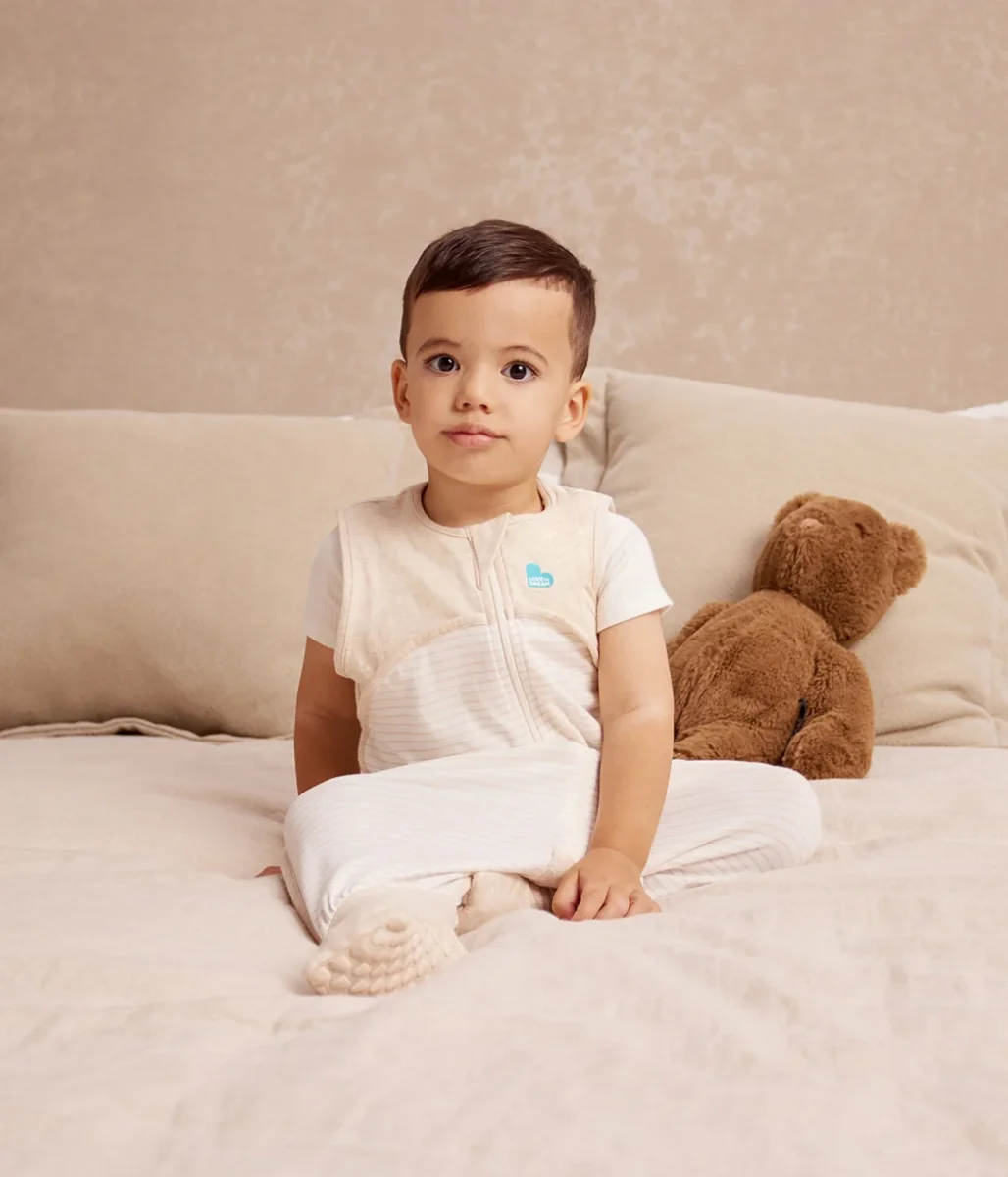 Pelele de dormir sin mangas 0.2 TOG algodón beige Rayas marineras - Imagen 7