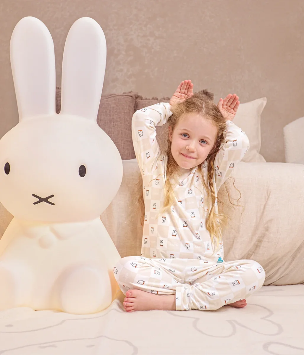 Pijama infantil manga larga de viscosa de bambú Abedul Miffy a cuadros